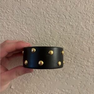 Black Wooden Bracelet w/ Gold Dots - 3 x 3 inches